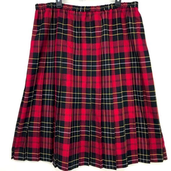 The Tog Shop Red Black Plaid Classic Pleated Holiday Skirt - Picture 1 of 15